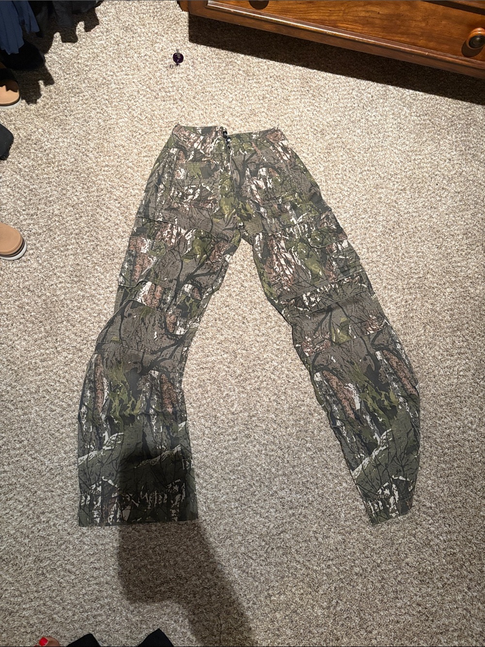 Fashion Nova Camo Cargo Pants - Green Brown Woodland Print